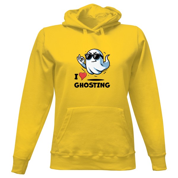 Dámská mikina s kapucí s potiskem I love ghosting