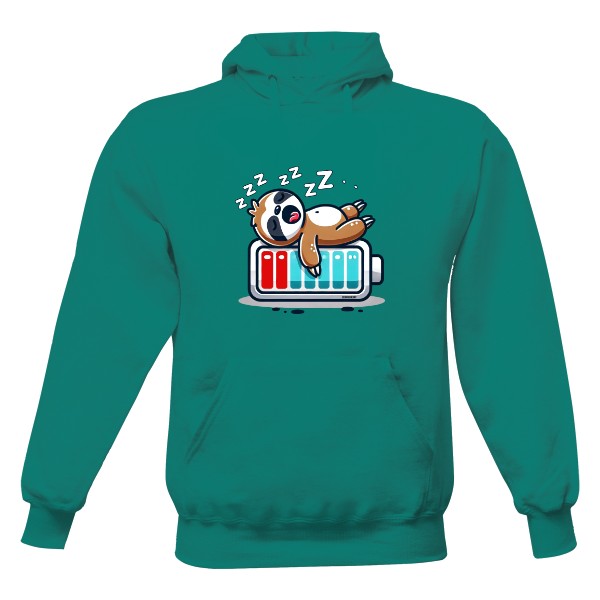 Pánská mikina s kapucí Just Hoods s potiskem Lenochod na baterii