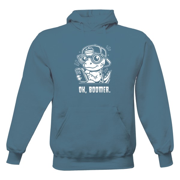 Pánská mikina s kapucí Just Hoods s potiskem OK, boomer